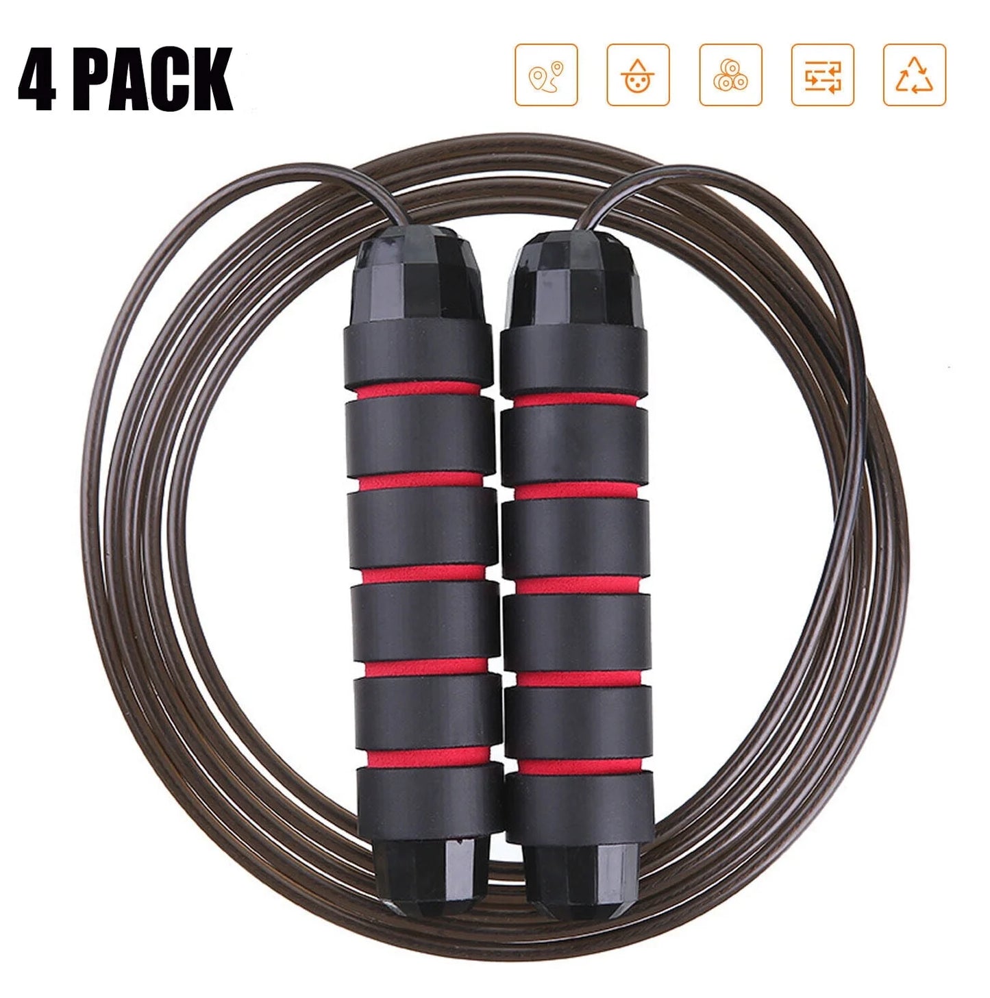 4 Pack Jump Ropes, Portable Adjustable Jump Ropes for Fitness, Anti-Skid Design, Tangle-Free Experience, Jumprope for Home School Gym