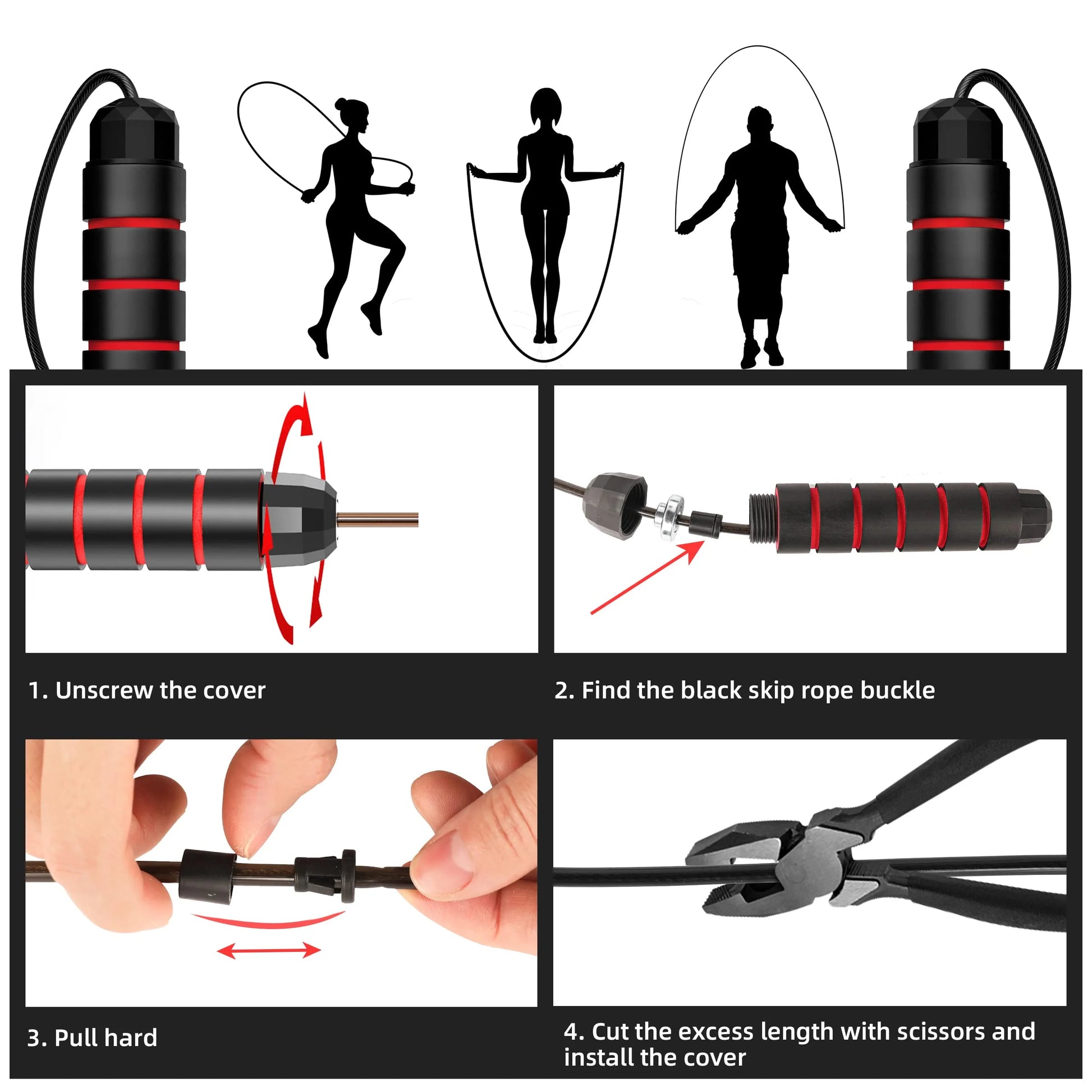 4 Pack Jump Ropes, Portable Adjustable Jump Ropes for Fitness, Anti-Skid Design, Tangle-Free Experience, Jumprope for Home School Gym