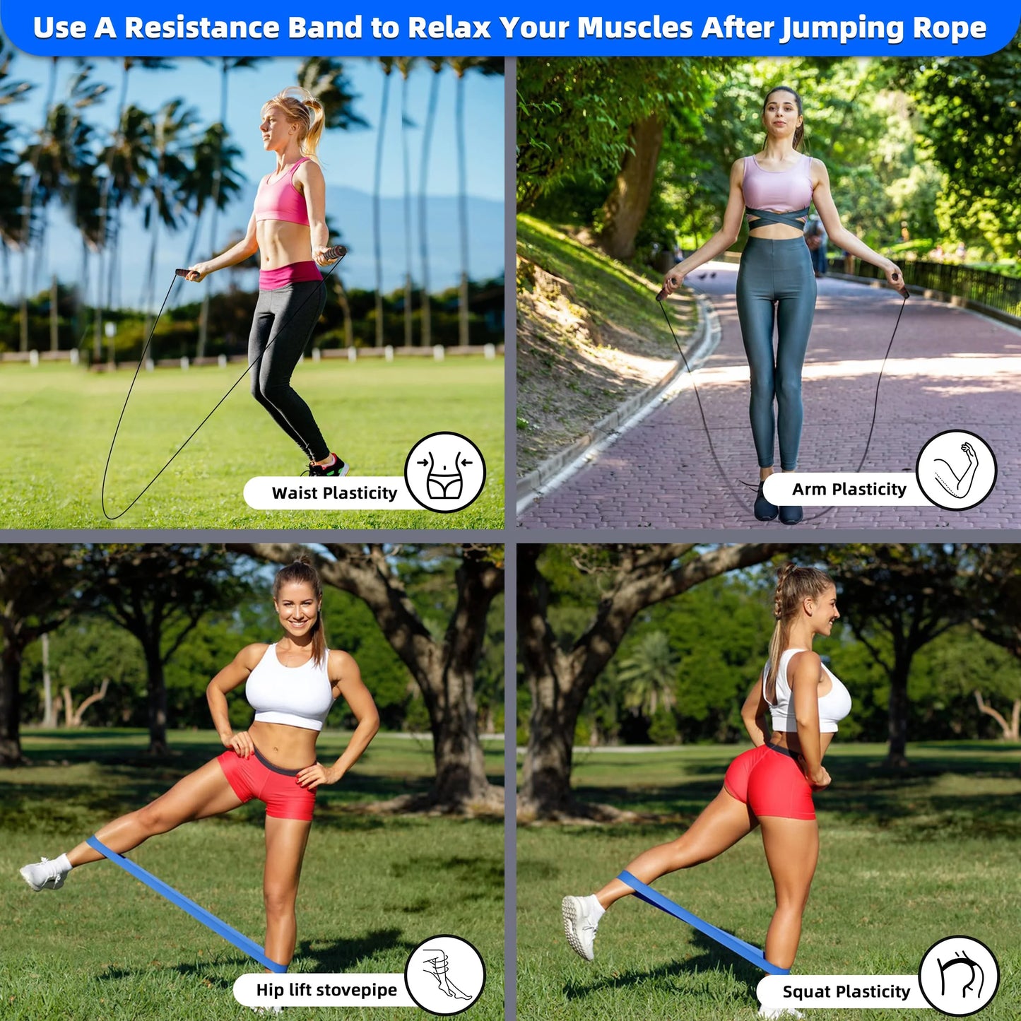 4 Pack Jump Ropes, Portable Adjustable Jump Ropes for Fitness, Anti-Skid Design, Tangle-Free Experience, Jumprope for Home School Gym