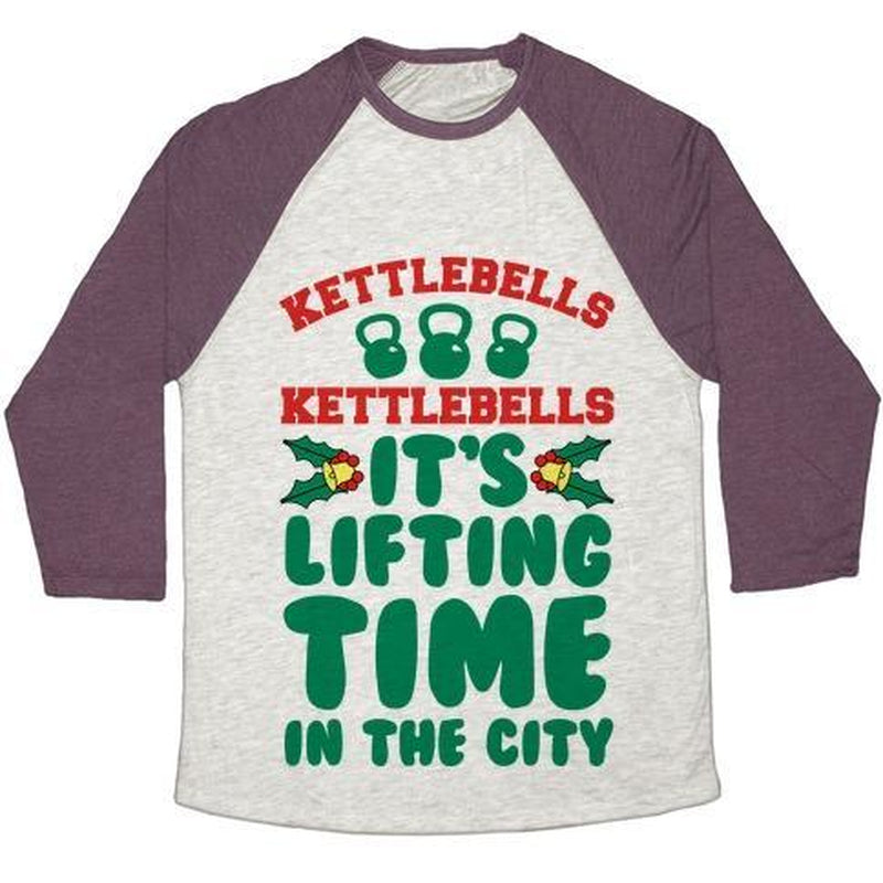 KETTLEBELLS KETTLEBELLS IT'S LIFTING TIME in the CITY UNISEX TRI-BLEND BASEBALL TEE